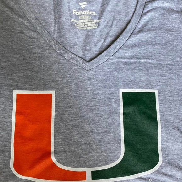 fanatics University of Miami hurricanes the U v neck soft t shirt - size XL - Picture 2 of 3